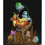 imagem ilustrativas do modelo a ser produzido, Figure Pikachu e amigos impressa em resina.