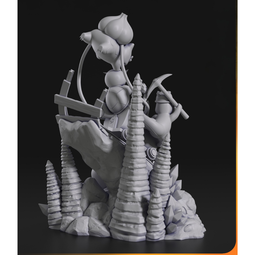 imagem ilustrativas do modelo a ser produzido, Figure Pikachu e amigos impressa em resina.