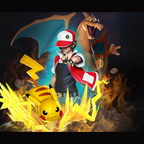 Diorama Red, Charizard y Pikachu (Pokémon)