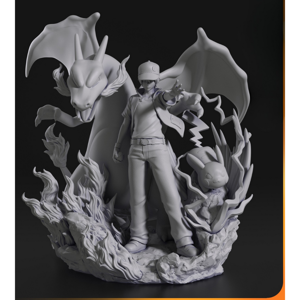 Diorama Red, Charizard y Pikachu (Pokémon)