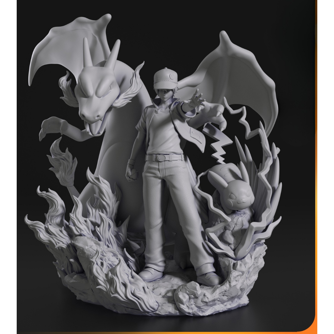 Diorama Red, Charizard y Pikachu (Pokémon)