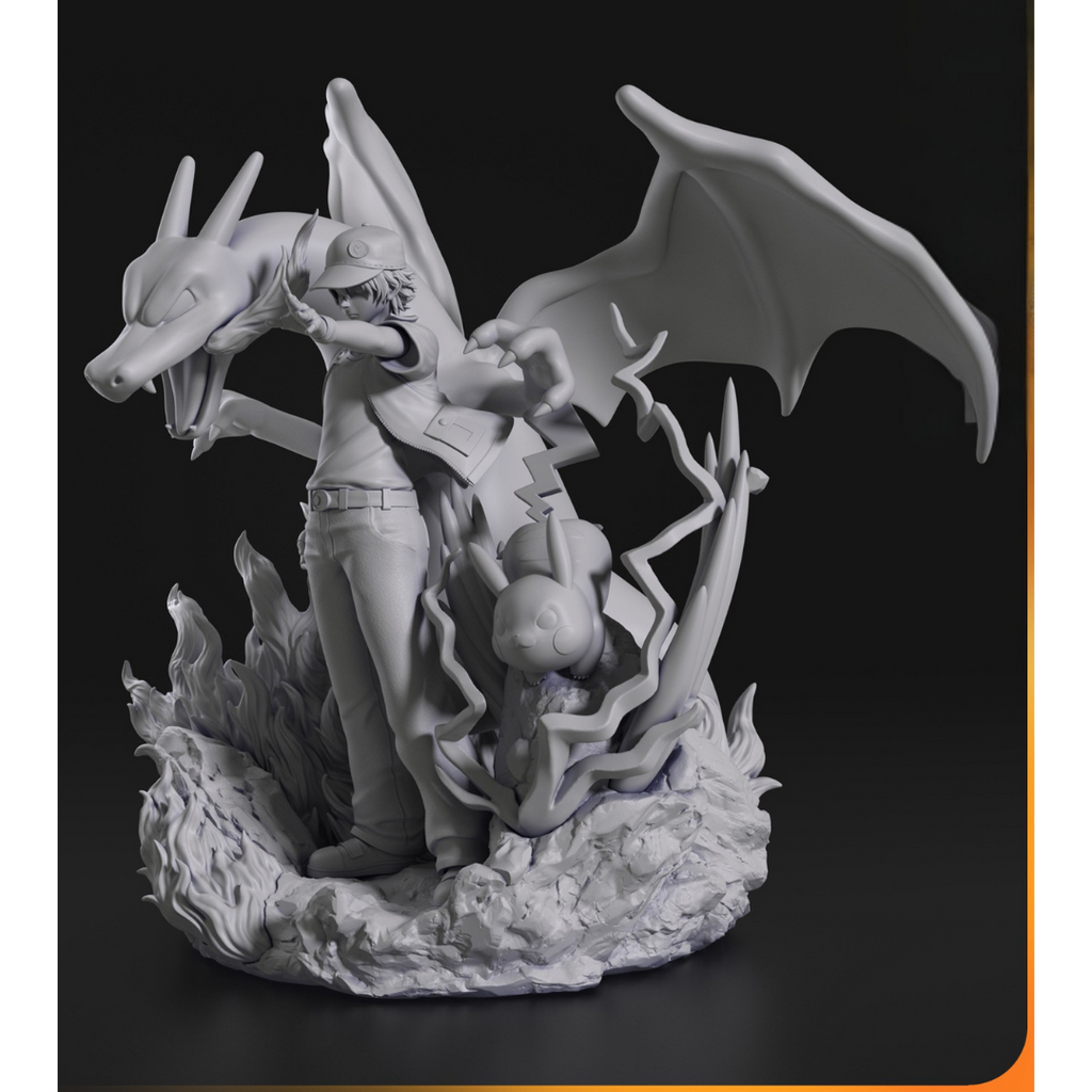 Diorama Red, Charizard y Pikachu (Pokémon)