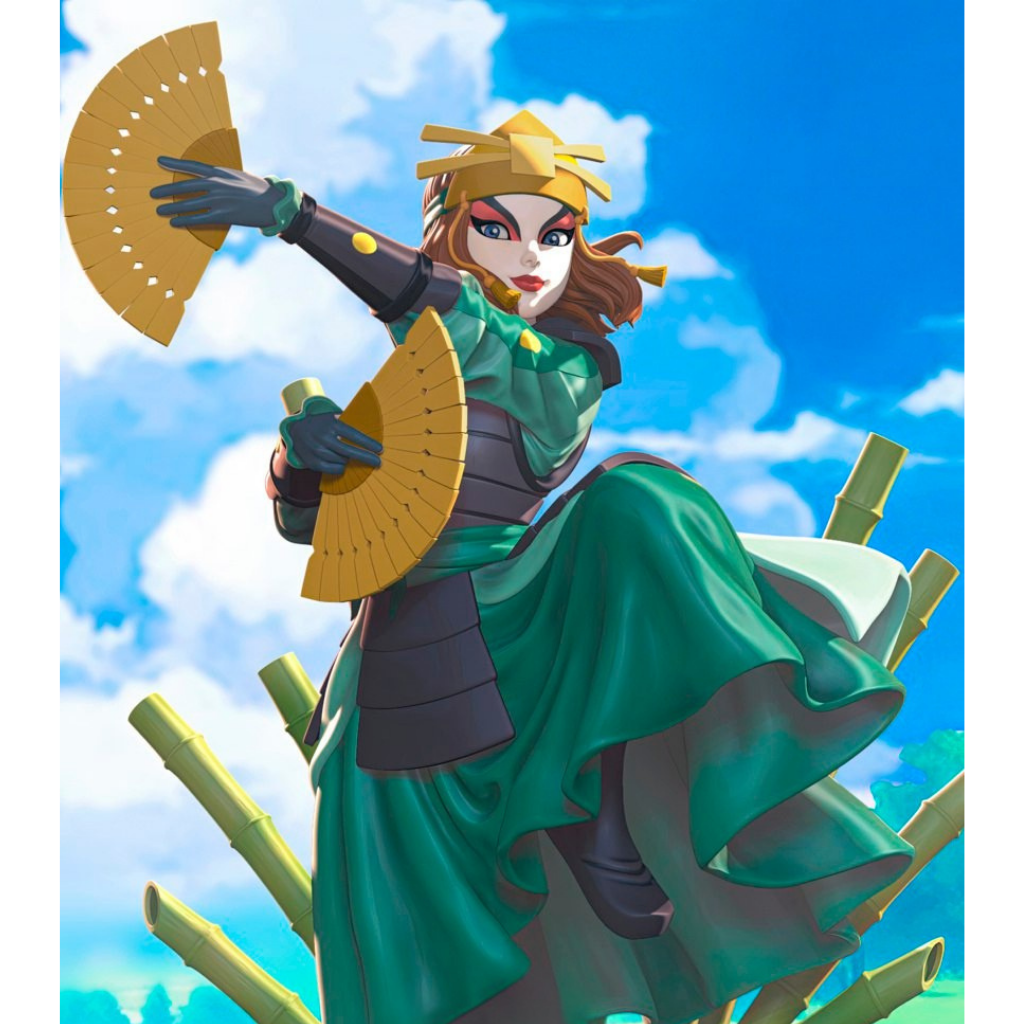 imagem ilustrativas do modelo a ser produzido,  Figure Suki (Avatar: Avatar The Last Airbender) impressa em resina.