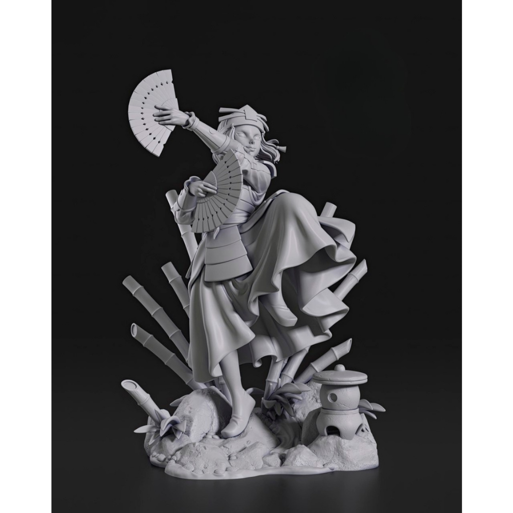 imagem ilustrativas do modelo a ser produzido,  Figure Suki (Avatar: Avatar The Last Airbender) impressa em resina.