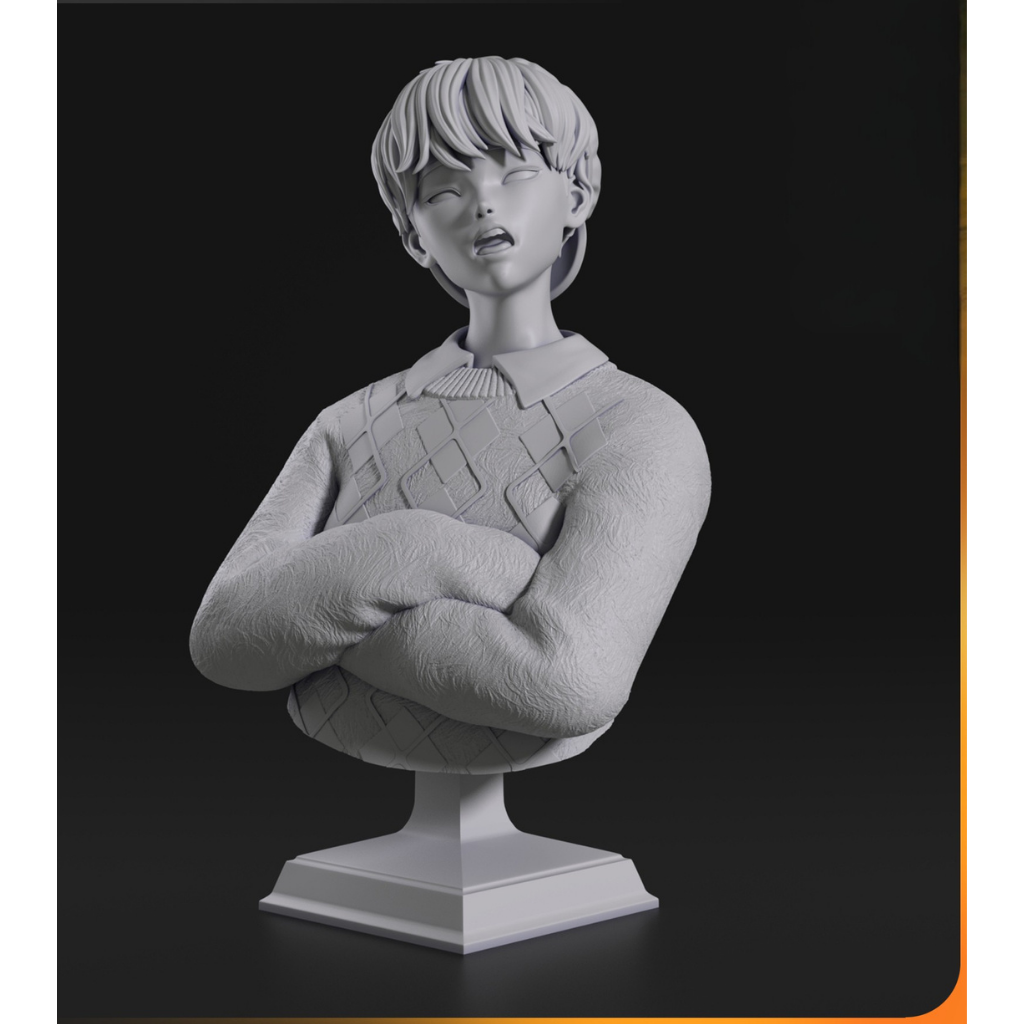 imagem ilustrativas do modelo a ser produzido, busto Zoey Kpop Demon Hunter em resina.