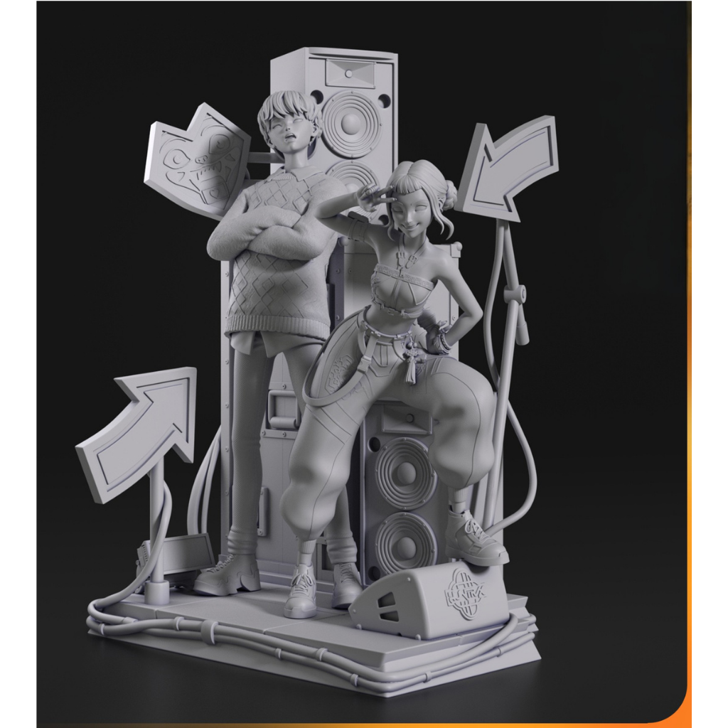 imagem ilustrativas do modelo a ser produzido, Figure Zoey Kpop Demon Hunter em resina.