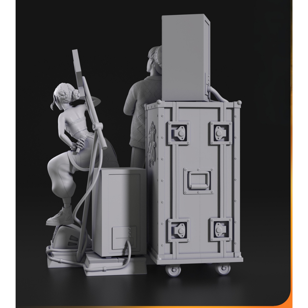 imagem ilustrativas do modelo a ser produzido, Figure Zoey Kpop Demon Hunter em resina.